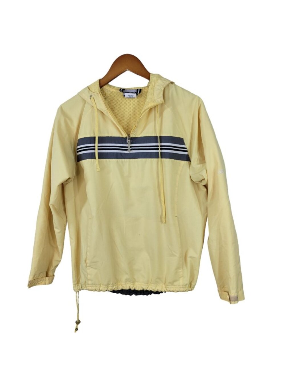 Vintage Y2K Reebok Jacket Size Medium Stripe Front Pullover Windbreaker Hooded